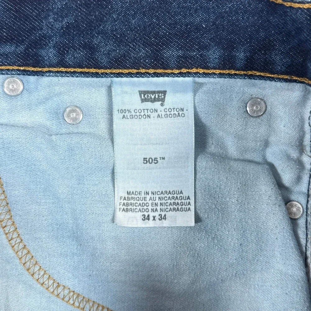 Levis 505 Jeans‎ Mens 34x34 Blue Regular Fit Straight Leg Denim Classic Casual